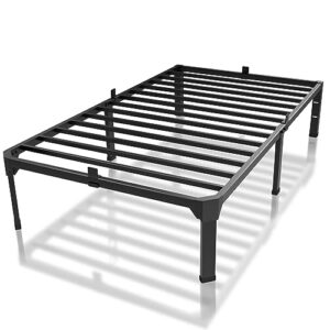 Superay 14 Inch Metal Twin Bed Frame with Mattress Slide Stopper - Single Black Basic Anti Squeak Steel Slats Platform, Easy Assembly Heavy Duty Noise Free Bedframes, No Box Spring Needed