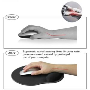 TREXD Mouse Pad with Writ Rest Soft Memory Foam Mouse Pad Anti-Skid Ergonomic Mat Gel Wrist Support Gaming Mouse Pad