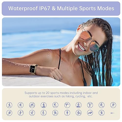 Smart Watches For Women, Bluetooth Call(Answer/Make Calls) Push Notifications For Android Iphones,Fitness Tracker Watch With Heart Rate,Pedometer,Voice Control,Waterproof (Pink+Lavender+White)