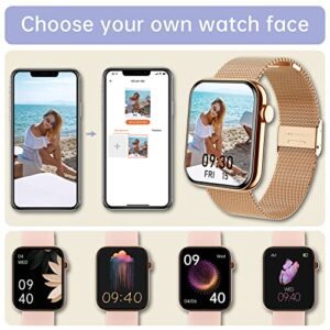 Smart Watches For Women, Bluetooth Call(Answer/Make Calls) Push Notifications For Android Iphones,Fitness Tracker Watch With Heart Rate,Pedometer,Voice Control,Waterproof (Pink+Lavender+White)