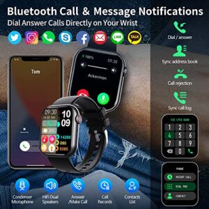 Blood Glucose Smart Watch with Bluetooth Call for Men Women, Smartwatch Fitness Tracker Heart Rate Monitor Blood Sugar Oxygen Pressure Tracking for Android iOS Phones, IP67 Waterproof