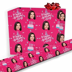 personalized wrapping paper funny gift wrapping paper face photo name custom fathers day gift wrap roll for dad men women kids birthday graduation christmas anniversary baby shower 58"x 23" (birthday 03, 1 count (pack of 1))