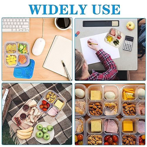 Gddochn 10 Pack Snack Bento Boxes,4-Compartment Lunch Containers,Reusable Food container with Lid for Travel,School,Work,Kids Adults