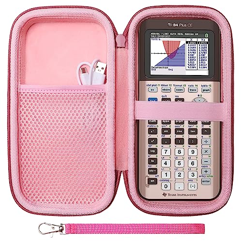 LTGEM EVA Hard Case Compatible with Texas Instruments TI-84 Plus CE/TI-84 Plus/TI-Nspire CX II CAS/TI-Nspire CX II/TI-83 Plus/TI-89 Titanium/TI-85 / TI-92 Color Graphing Calculator, Magenta/Pink