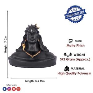 SATVIK Adiyogi for Car Dashboard Idol/Murti/Statue Aadiyogi Shiv Black Matte Finish Idol Murti for Mandir/Temple and Home