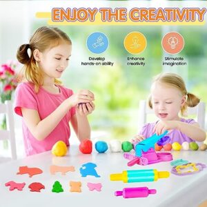 Dough Tool Sets for Kids Toddlers,Cute Dough Accessories with Rolling Pin Dough Mat Storage Box,Party Pack Dough Toys for Kids Age 2-4 3-5 4-8,Educational Toys Gift for Birthday Christmas Boys Girls