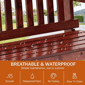 Heavy Duty Outdoor Wooden Porch Swings 4Ft/48in Bench Swing 800lb Weight Capacity, Durable Two Person Hanging Seating with Hanging Chains and Fixing Screw for Garden Backyard Lawn Balcony Deck,Brown