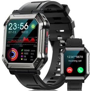 jireausty military smart watches for men - 1.91" smart watch with bluetooth call ip68 waterproof smart watches with heart rate sleep monitor for android and iphone