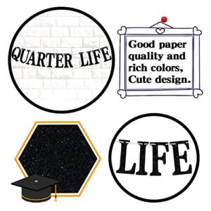 Quarter Life Crisis Banner, Fun Birthday Bunting Sign, Happy 25th/30th Birthday Party Decoration Supplies, Birthday Party Backdrop, Black Glitter