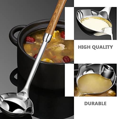 Luxshiny Oil Separator Soup Ladle, Stainless Steel Gravy Food Fat Separator Skimmer Spoon Grease Strainer Separater for Home Kitchen and Cooking