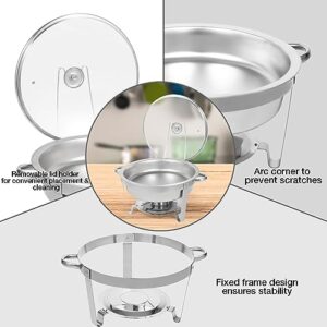 Restlrious Chafing Dish Buffet Set 4 Pack, 7.5 QT Stainless Steel Round Chafers and Buffet Warmers Set with Glass Viewing Lid and Lid Holder, Food Warmer for Catering, Party, Wedding, Banquet, Events