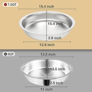 Restlrious Chafing Dish Buffet Set 4 Pack, 7.5 QT Stainless Steel Round Chafers and Buffet Warmers Set with Glass Viewing Lid and Lid Holder, Food Warmer for Catering, Party, Wedding, Banquet, Events