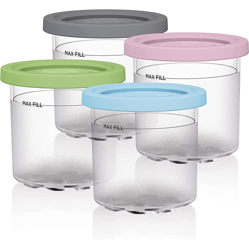 YAMSLAM 4 Pcs 600ML Ice Cream Containers Compatible with NC299AMZ & NC300s Series Ninja Creami Ice Cream Makers Reusable Ice Cream Containers4