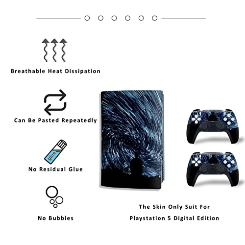 PS5 Skin Digital Edition Console and Controller, PS5 Stickers Vinyl Decals for Playstation 5 Console and Controllers, Digital Edition (Line)