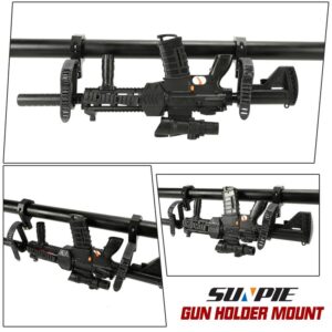 UTV Gun Rack, SUNPIE UTV Gun Holder Mount w/Upgrade Straps for 1.5 to 2inch Roll Bar Universal Gun Accessories Mount Compatible with Polaris RZR Ranger Can Am Honda Pioneer Kawasaki Mule Teryx 4PCS