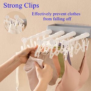 Cuzlarmul Socks Drying Rack, 20 Clips Wall Mountable and Foldable Clothes Drying Rack for Indoor Use, Retractable Clothes Rack Suitable for Socks, Underwear, Towels, Bras, Lingerie, White