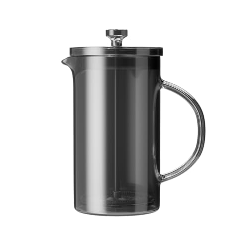 SIXAQUAE French press Coffee Maker Heat Resistant Durable Borosilicate Black Glass 12oz