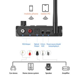 Bluetooth Receiver Adapter - Bluetooth 5.3 Audio Receiver Wireless Music Adapter for Home Stereo/Car Stereo/AV Receiver/Headphone/Speaker, Optical RCA AUX 3.5mm Jack Aduio Adapter with Display