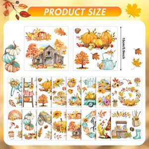 SATINIOR 16 Sheets Fall Rub on Transfers for Crafts and Furniture Maple Leaf Pumpkin Stickers Rub on Decals for Scrapbook DIY Wood Fabric Journal Dairy Envelope Crafts, 5.9 x 5.9 Inch