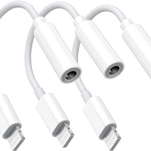 esbeecables Lightning to 3.5 mm Headphone Adapter for iPhone,3Pack [Apple MFi Certified] iPhone Jack Audio Aux Dongle Converter Compatible iPhone14 13 12 11 XS XR X 8 7,All iOS, White