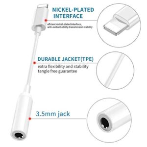 esbeecables Lightning to 3.5 mm Headphone Adapter for iPhone,3Pack [Apple MFi Certified] iPhone Jack Audio Aux Dongle Converter Compatible iPhone14 13 12 11 XS XR X 8 7,All iOS, White