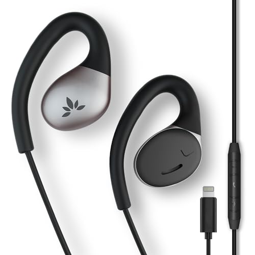 Avantree Resolve-L Small - Wired Open-Ear Lightning Headphones with Microphone [MFi Certified], in-Line Controls & Over-Ear Hooks Earbuds, Compatible with iPhone 14 13 12, Support All iOS Systems