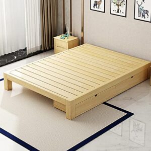 qqxx scandinavian bed frame,natural solid wood bed frame,japanese platform bed frame with storage drawers,12" tall wooden floor bed frame for bedroom,twin xl,39.5" w x 81" l x 12" h