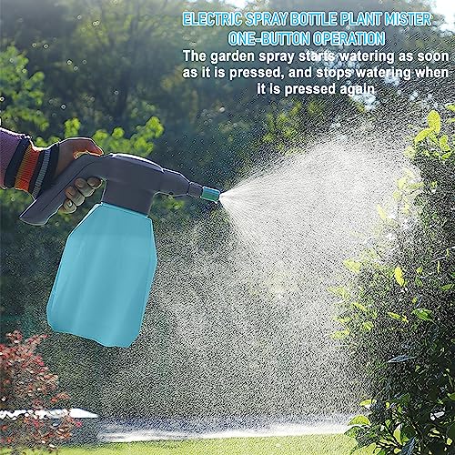 0.53Gal/2L Electric Spray Bottle Plant Mister for Indoor/Outdoor Plants,Garden Rechargeable Automatic Plant Mister Spray Bottle,Watering Can with Adjustable Spout,Fertilizing,Cleaning (Blue)