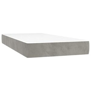 vidaXL Light Gray Velvet Twin XL Box Spring Bed with Mattress - Adjustable, Solid Larch Wood, Plywood, and Engineered Wood - Modern Style Single Bed