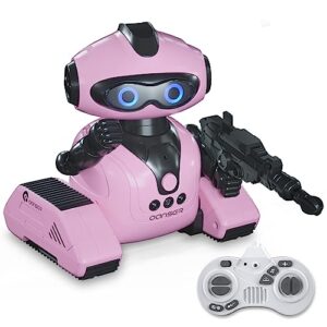 acechum emo robot toys for kids, rechargeable remote control smart robots with gesture sensing, fun recording and shining led eyes, toys for 3 4 5 6 7 8-12 year old boys girls gifts (pink)