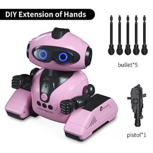 ACECHUM Emo Robot Toys for Kids, Rechargeable Remote Control Smart Robots with Gesture Sensing, Fun Recording and Shining LED Eyes, Toys for 3 4 5 6 7 8-12 Year Old Boys Girls Gifts (Pink)