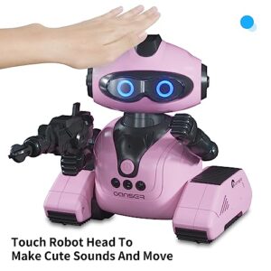 ACECHUM Emo Robot Toys for Kids, Rechargeable Remote Control Smart Robots with Gesture Sensing, Fun Recording and Shining LED Eyes, Toys for 3 4 5 6 7 8-12 Year Old Boys Girls Gifts (Pink)