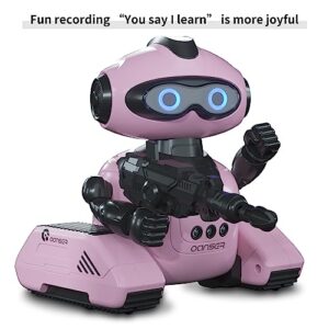 ACECHUM Emo Robot Toys for Kids, Rechargeable Remote Control Smart Robots with Gesture Sensing, Fun Recording and Shining LED Eyes, Toys for 3 4 5 6 7 8-12 Year Old Boys Girls Gifts (Pink)