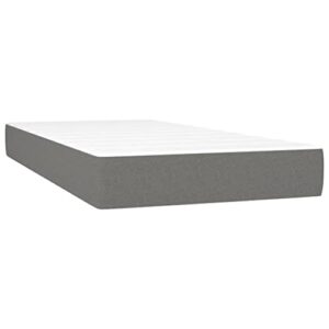 vidaXL Bed Frame, Box Spring Bed Single Platform Bed with Mattress, Bed Frame Mattress Foundation with Headboard for Bedroom, Dark Gray Twin XL Fabric