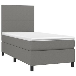 vidaxl bed frame, box spring bed single platform bed with mattress, bed frame mattress foundation with headboard for bedroom, dark gray twin xl fabric