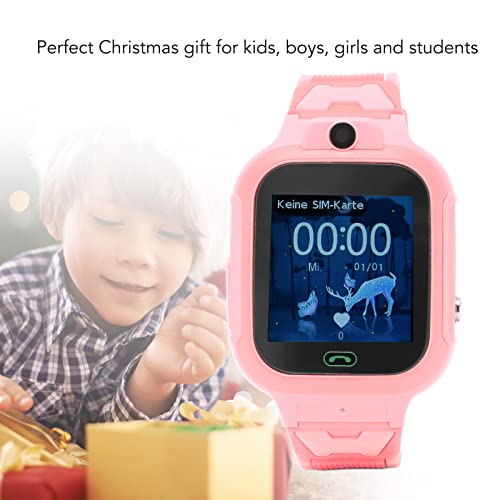 Smart Watch Phone, Waterproof HD Touchscreen Camera Flashlight Music Player with SOS Alarm, Digital Watches for Teens Students Ages 5 to 12, Support Turn Off The Watch Remotely (Pink)