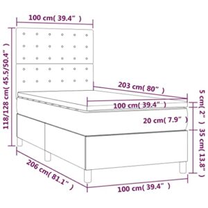 vidaXL Bed Frame, Box Spring Bed Single Platform Bed, Bed Frame Mattress Foundation with Headboard for Bedroom, Light Gray Twin XL Fabric