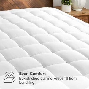 Bare Home Twin XL Mattress Topper Cotton Top - Fitted Mattress Cover - Cooling Breathable Air Flow - 8" to 21" Deep Pocket - Mattress Pad Protector - Soft Noiseless Mattress Pad (Twin XL)