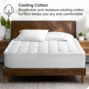 Bare Home Twin XL Mattress Topper Cotton Top - Fitted Mattress Cover - Cooling Breathable Air Flow - 8" to 21" Deep Pocket - Mattress Pad Protector - Soft Noiseless Mattress Pad (Twin XL)