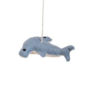 Solas Fifty Two Wool Felt Ocean Animals Hanging Decorations Nursery Decor Felt Animal Figures for Play Set of 5 Handmade Narwhal, Shark, Turtle, Octopus, Whale Christmas Tree Ornaments