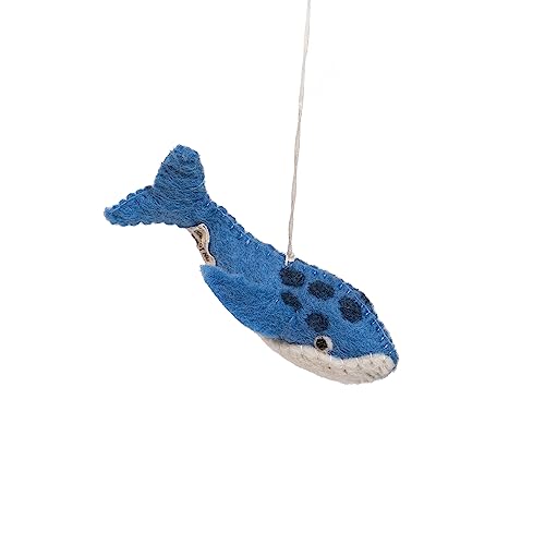 Solas Fifty Two Wool Felt Ocean Animals Hanging Decorations Nursery Decor Felt Animal Figures for Play Set of 5 Handmade Narwhal, Shark, Turtle, Octopus, Whale Christmas Tree Ornaments