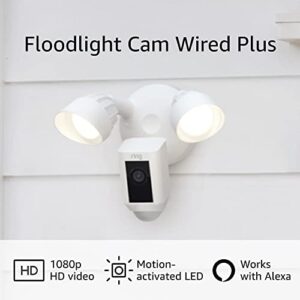 Ring Floodlight Cam Wired Plus with motion-activated 1080p HD video, White (2021 release) (Pack of 2)