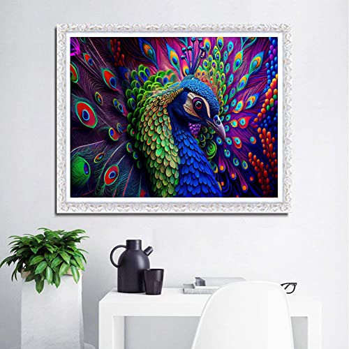 Apcufir Peacock Diamond Painting Kits for Adults,Colorful 5D Diamond Art Kits for Adults Beginner,Paint with Diamonds Pictures DIY Full Drill Gem Art for Home Wall Decor 12X16Inch