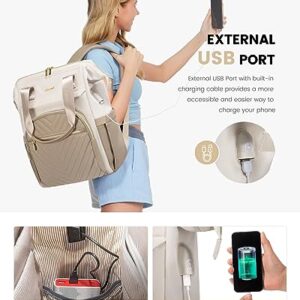 LOVEVOOK Laptop Backpack for Women, 15.6 Inch Work Laptop Bag，Waterproof Teacher Nurse Bag with USB Port,Fashion Travel Bag Business Computer Backpack Purse