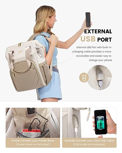 LOVEVOOK Laptop Backpack for Women, 15.6 Inch Work Laptop Bag，Waterproof Teacher Nurse Bag with USB Port,Fashion Travel Bag Business Computer Backpack Purse