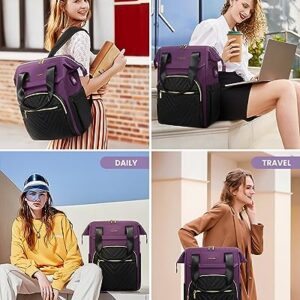 LOVEVOOK Laptop Backpack for Women, 17.3 Inch Work Laptop Bag，Waterproof Teacher Nurse Bag with USB Port,Fashion Travel Bag Business Computer Backpack Purse