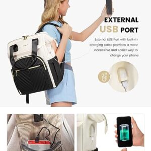 LOVEVOOK Laptop Backpack for Women, 15.6 Inch Work Laptop Bag，Waterproof Teacher Nurse Bag with USB Port,Fashion Travel Bag Business Computer Backpack Purse for College