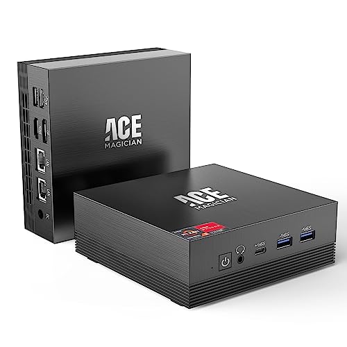 ACEMAGICIAN Mini PC【Dual LAN】AMD Ryzen 5 5500U, 16GB DDR4 512GB NVMe PCIe3.0 SSD Win 11 Pro【4K@60Hz Triple Display】Mini Desktop Computers,Gaming PC 6C/12T, up to 4.0GHz,USB-C/BT4.0/Wi-Fi6/Dual Channel