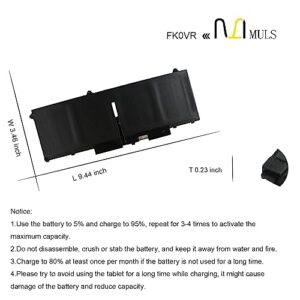 MULS FK0VR 58Wh Laptop Battery Replacement for Dell Latitude 5330 7330 7430 7530 5330 2-in-1 7330 2-in-1 7430 2-in-1 FK0VR FKOVR 8H6WD 293F1 01VX5 404T8 51R71 8P81K 3625mAh 4-Cells