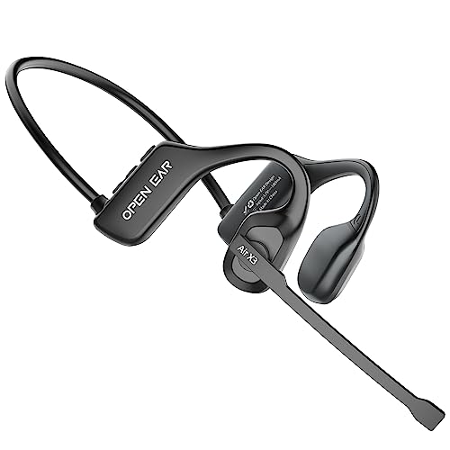 Aimopt Open Ear Headphones, Air Conduction Bluetooth Headset, Wireless Headphones with Noise-Canceling Microphone, Headset with Mic for Laptop Work, Study, Running and Driving